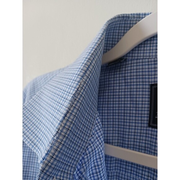 David Donahue Mens Dress Plaid Shirt Long Sleeve Button Up Blue Size 16.5 34/35 - Picture 7 of 9